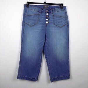 Torrid Crop Wide Leg Vintage Stretch Mid Rise Jeans Size 16 Blue